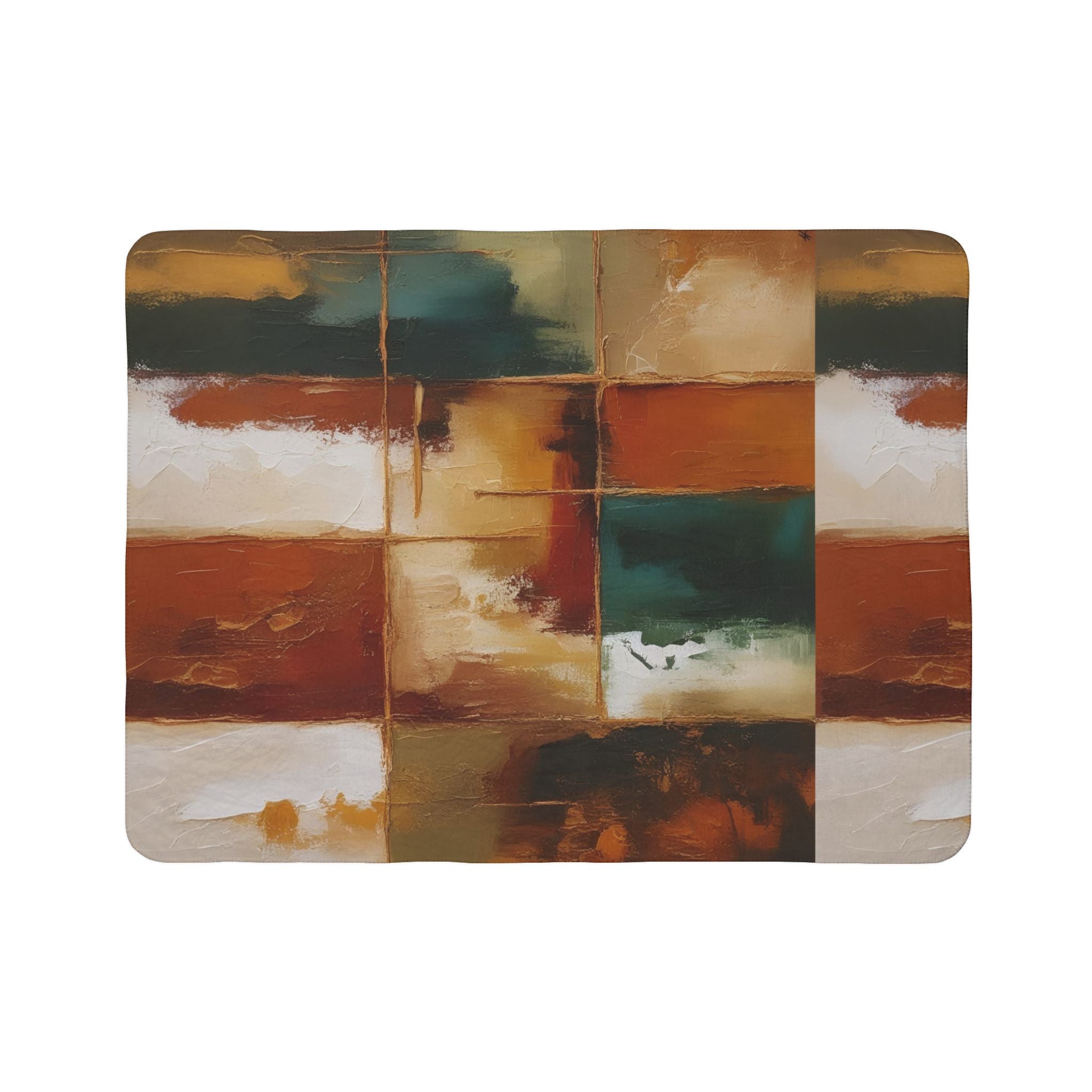Abstract Color Block Autumn Art Fleece Sherpa Blanket