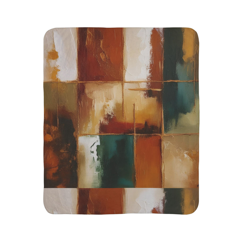 Abstract Color Block Autumn Art Fleece Sherpa Blanket