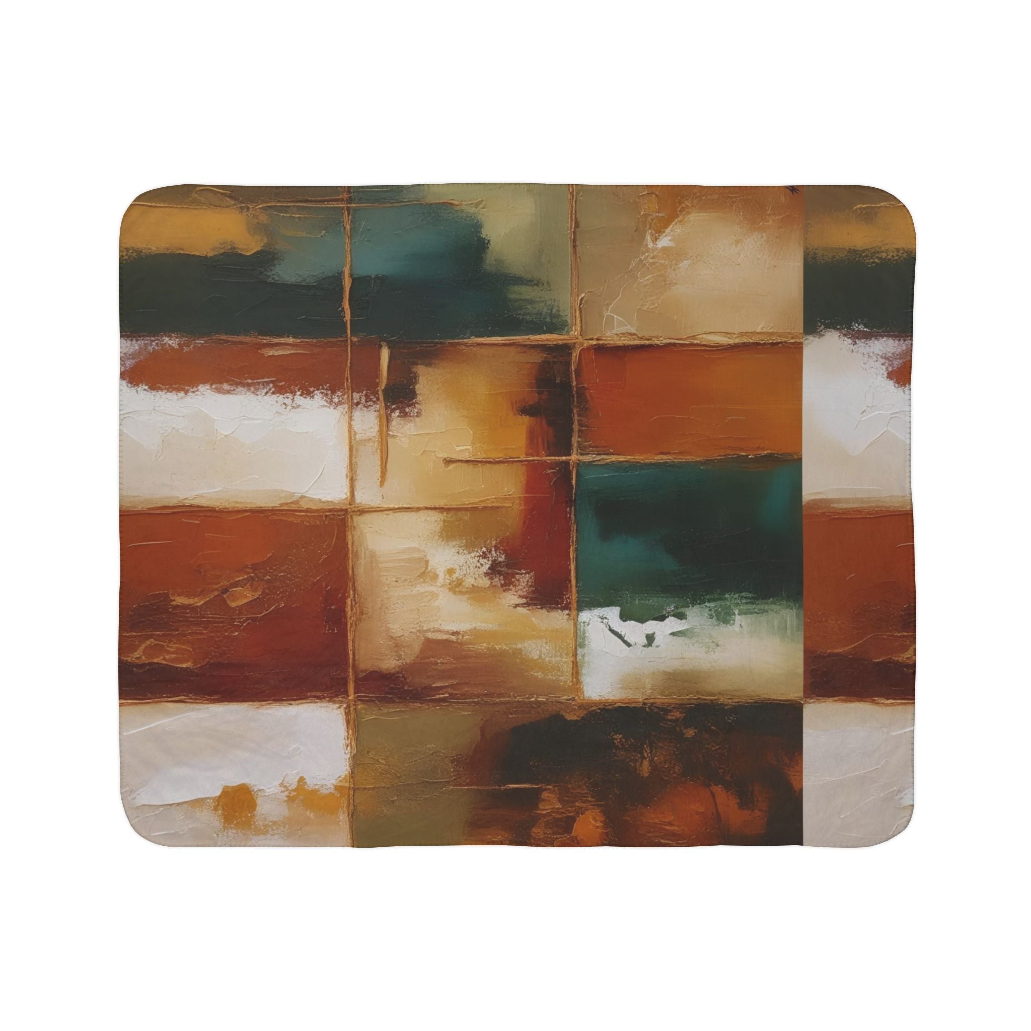 Abstract Color Block Autumn Art Fleece Sherpa Blanket